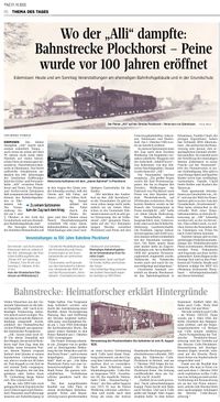 PAZ 01.10.2022 Edemissen Heimatverein Er&ouml;ffnung der Bahnstrecke Plockhorst - Peine vor 100 Jahre