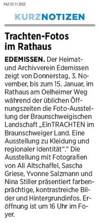 PAZ 03.11.2022 Edemissen - Heimatverein Ausstellung im Rathaus-Foyer-x